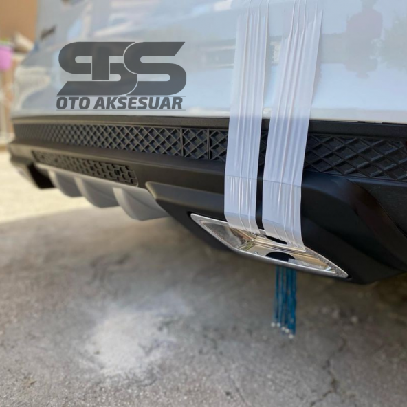 Ford Focus 3 Difüzör Arka Tampon Eki 2 Egzoz Çıkışlı Gri - Resim 3