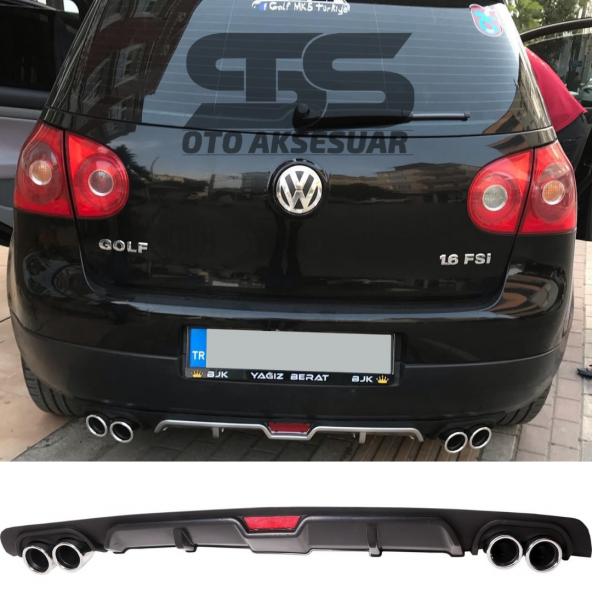 Volkswagen Golf 5 Difüzör Arka Tampon Eki 4 Egzoz Çıkışlı Siyah ürün görseli 1