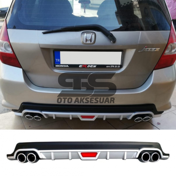 Honda Jazz Difüzör Arka Tampon Eki 4 Egzoz Çıkışlı Gri Tip ürün görseli 1