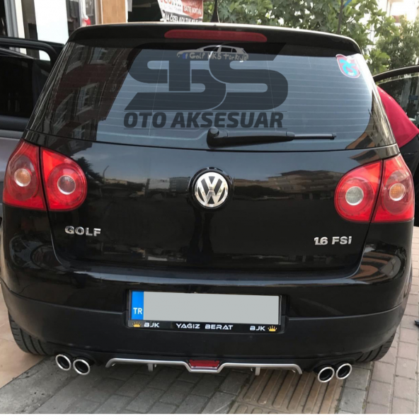 Volkswagen Golf 5 Difüzör Arka Tampon Eki 4 Egzoz Çıkışlı Gri - Resim 2