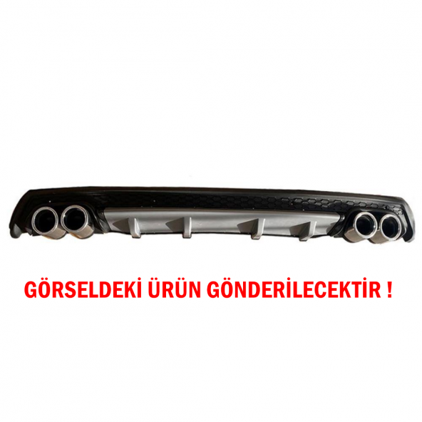 Hyundai Accent Blue Difüzör Arka Tampon Eki 4 Egzoz Çıkışlı Gri Lüx Tip - Resim 2
