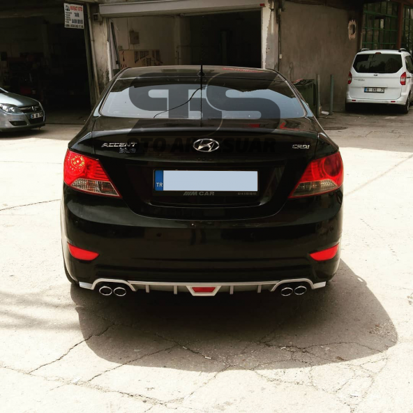 Hyundai Accent Blue Difüzör Arka Tampon Eki 4 Egzoz Çıkışlı Gri Tip - Resim 2