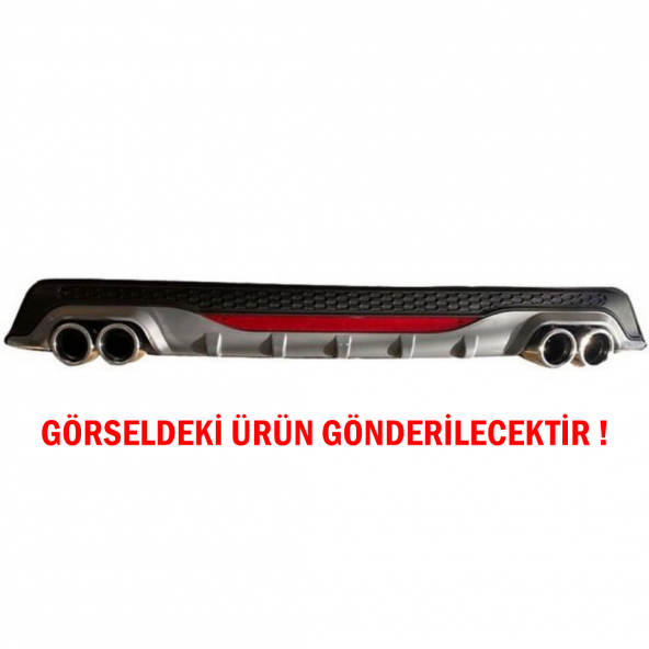 Hyundai Accent Blue Difüzör Arka Tampon Eki 2 Egzoz Çıkışlı Gri Reflektörlü - Resim 3