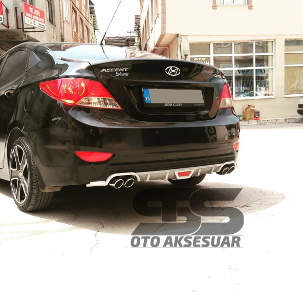 Hyundai Accent Blue Difüzör Arka Tampon Eki 4 Egzoz Çıkışlı Gri Tip - Resim 3