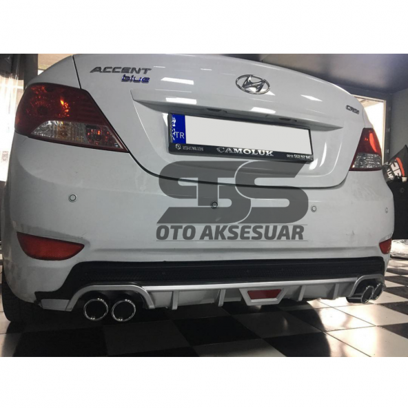 Hyundai Accent Blue Difüzör Arka Tampon Eki 4 Egzoz Çıkışlı Gri Tip - Resim 4