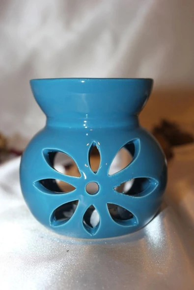 Buhardanlık Ebru Boyama Lotus Çiçeği Seramik Buhurdanlık Hand Made El İşi 11 - Resim 5