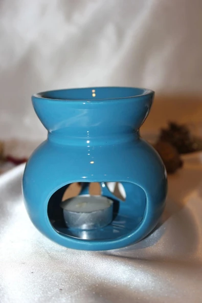 Buhardanlık Ebru Boyama Lotus Çiçeği Seramik Buhurdanlık Hand Made El İşi 11 - Resim 4