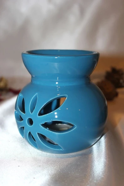 Buhardanlık Ebru Boyama Lotus Çiçeği Seramik Buhurdanlık Hand Made El İşi 11 - Resim 6