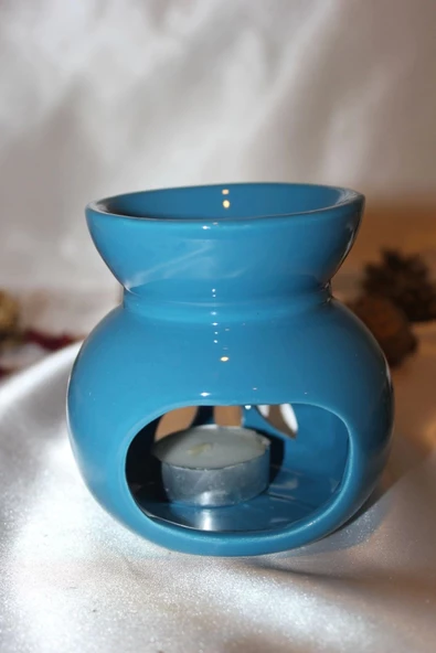 Buhardanlık Ebru Boyama Lotus Çiçeği Seramik Buhurdanlık Hand Made El İşi 11 - Resim 7