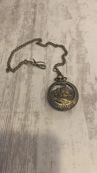 Demiryolu Tren Cep Saati Köstekli Saat - Resim 3