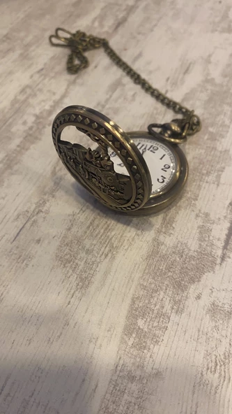 Demiryolu Tren Cep Saati Köstekli Saat - Resim 6