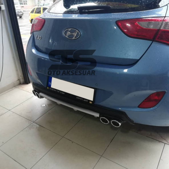 Hyundai i30 Difüzör Arka Tampon Eki 4 Egzoz Çıkışlı Gri Lüx Tip - Resim 2