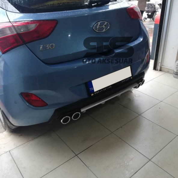 Hyundai i30 Difüzör Arka Tampon Eki 4 Egzoz Çıkışlı Gri Lüx Tip - Resim 3