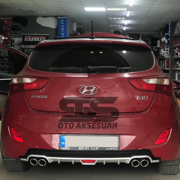 Hyundai i30 Difüzör Arka Tampon Eki 4 Egzoz Çıkışlı Gri Tip - Resim 2