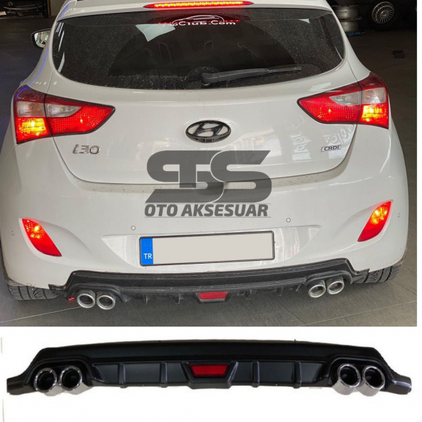 Hyundai i30 Difüzör Arka Tampon Eki 4 Egzoz Çıkışlı Siyah Tip ürün görseli 1