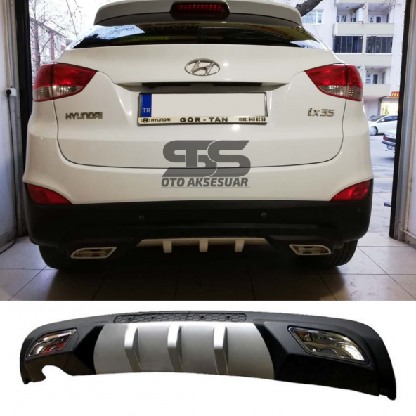 Hyundai ix35 Difüzör Arka Tampon Eki 2 Egzoz Çıkışlı Gri ürün görseli 1