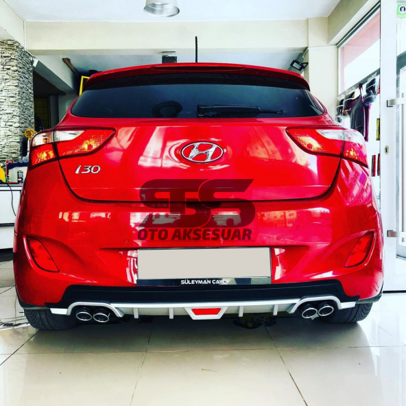 Hyundai i30 Difüzör Arka Tampon Eki 4 Egzoz Çıkışlı Gri Tip - Resim 4