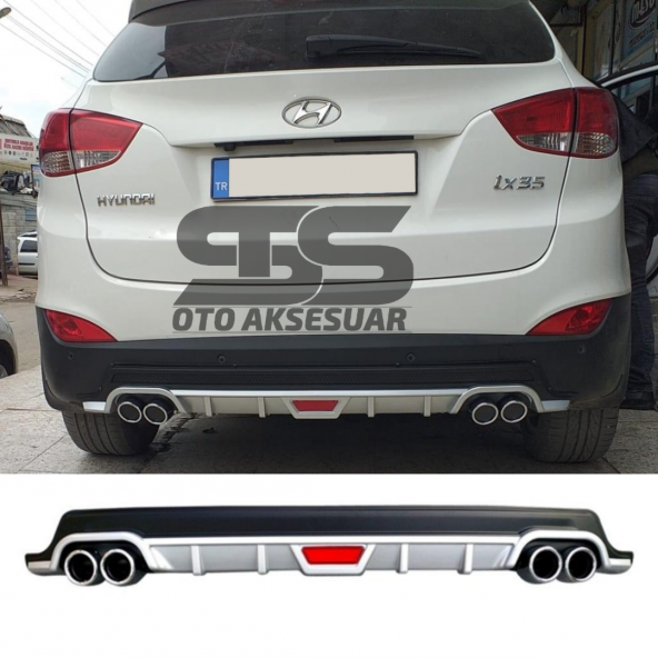 Hyundai ix35 Difüzör Arka Tampon Eki 4 Egzoz Çıkışlı Gri Tip ürün görseli 1