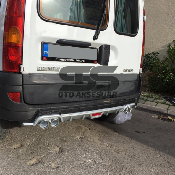 Renault Kangoo Difüzör Arka Tampon Eki 4 Egzoz Çıkışlı Gri Tip - Resim 3