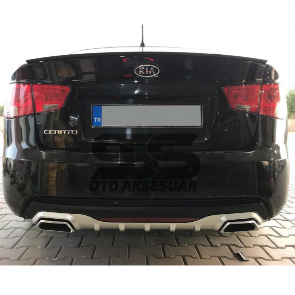 Kia Cerato Difüzör Arka Tampon Eki 2 Egzoz Çıkışlı Gri Reflektörlü - 2