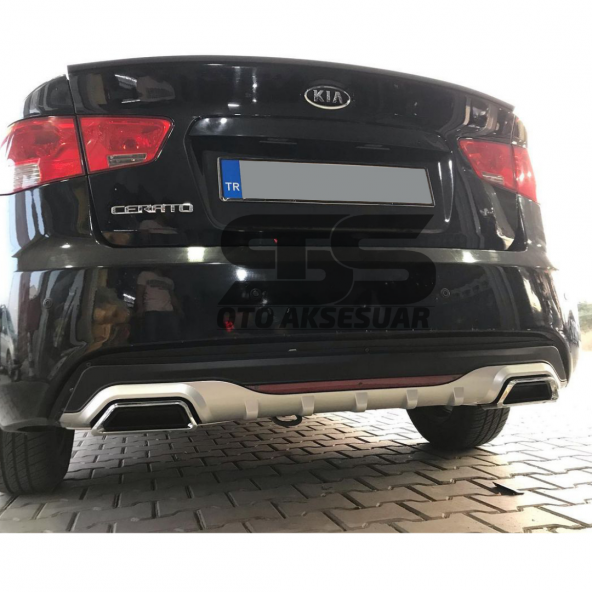 Kia Cerato Difüzör Arka Tampon Eki 2 Egzoz Çıkışlı Gri Reflektörlü - 3
