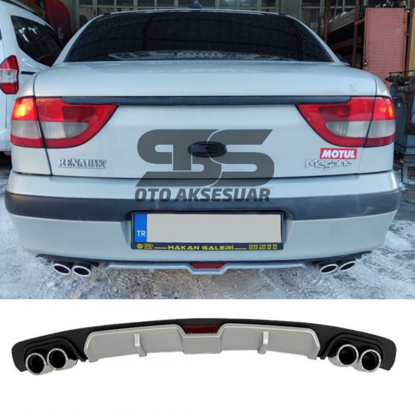 Renault Megane 1 Difüzör Arka Tampon Eki 4 Egzoz Çıkışlı Gri ürün görseli 1
