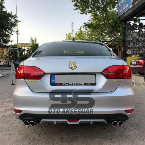 Volkswagen Jetta mk6 Difüzör Arka Tampon Eki 4 Egzoz Çıkışlı Gri - 3