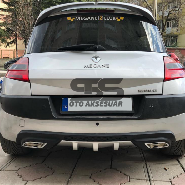 Renault Megane 2 HB Difüzör Arka Tampon Eki 2 Egzoz Çıkışlı Gri ürün görseli 1