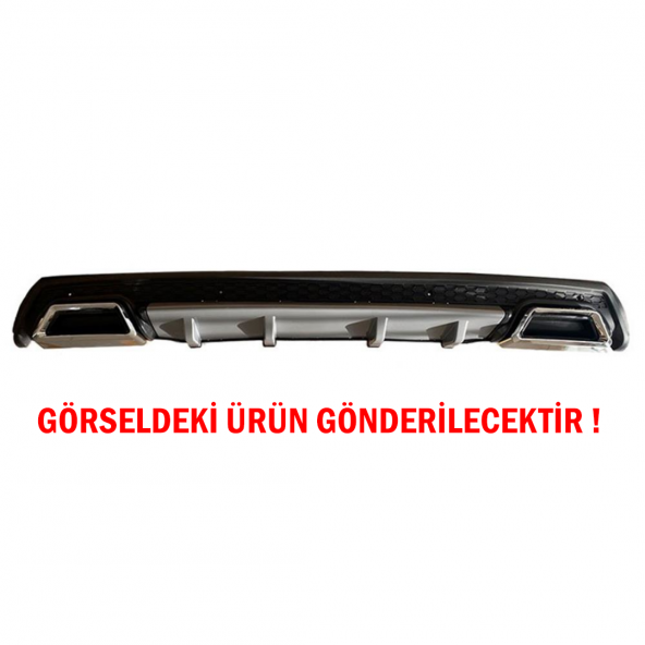 Renault Megane 4 Difüzör Arka Tampon Eki 2 Egzoz Çıkışlı Gri Lüx Tip - 2