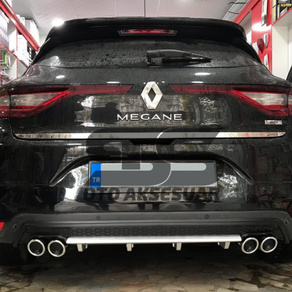 Renault Megane 4 Difüzör Arka Tampon Eki 4 Egzoz Çıkışlı Gri Lüx Tip - Resim 4