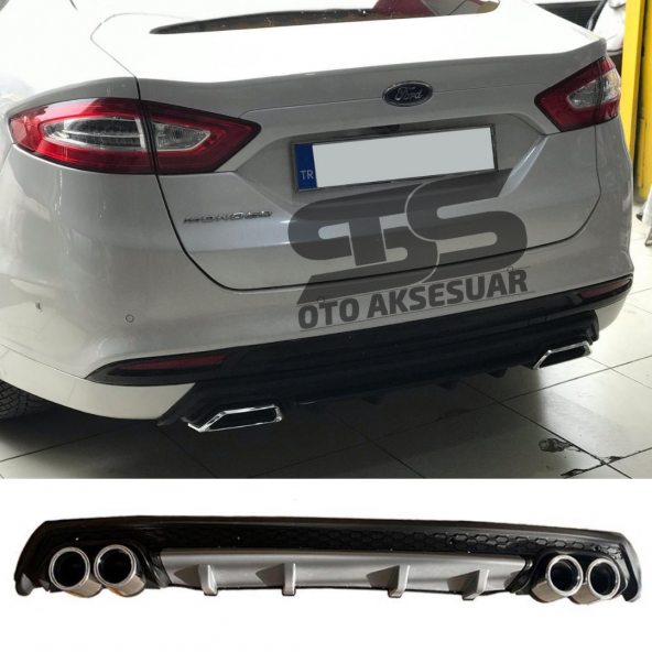 Ford Mondeo MK4 Difüzör Arka Tampon Eki 4 Egzoz Çıkışlı Gri Lüx Tip ürün görseli 1