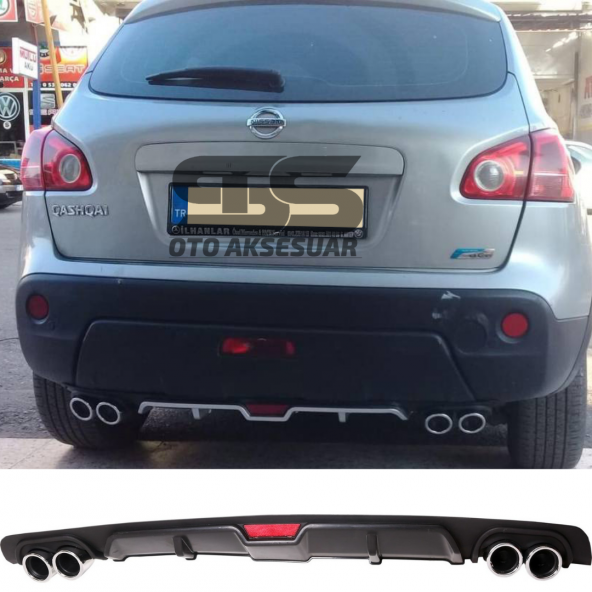Nissan Qashqai Difüzör Arka Tampon Eki 4 Egzoz Çıkışlı Siyah ürün görseli 1