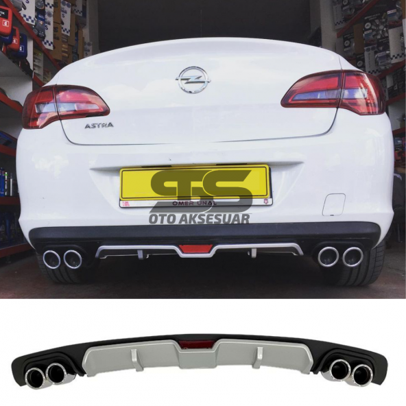 Opel Astra J Difüzör Arka Tampon Eki 4 Egzoz Çıkışlı Gri ürün görseli 1