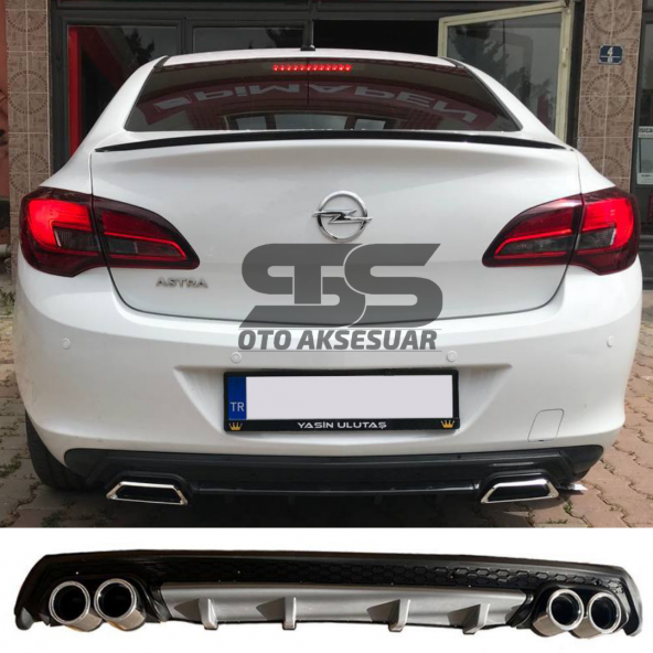 Opel Astra J Difüzör Arka Tampon Eki 4 Egzoz Çıkışlı Gri Lüx Tip ürün görseli 1