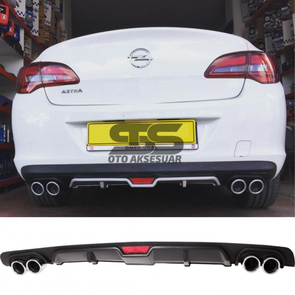 Opel Astra J Difüzör Arka Tampon Eki 4 Egzoz Çıkışlı Siyah ürün görseli 1