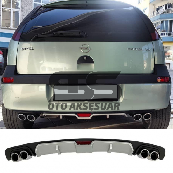 Opel Corsa C Difüzör Arka Tampon Eki 4 Egzoz Çıkışlı Gri ürün görseli 1