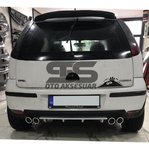 Opel Corsa  C Difüzör Arka Tampon Eki 4 Egzoz Çıkışlı Gri Lüx Tip - Resim 3