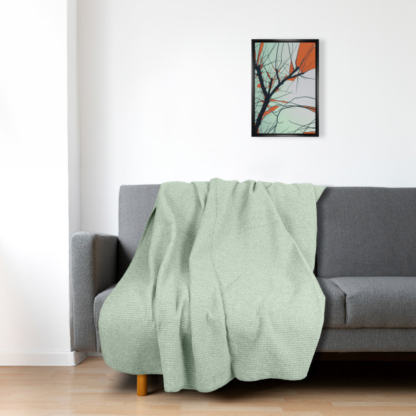 SAÇLI TEKSTİL Holly Pamuklu Tv Battaniyesi 150x200cm Mint Yeşili - 7