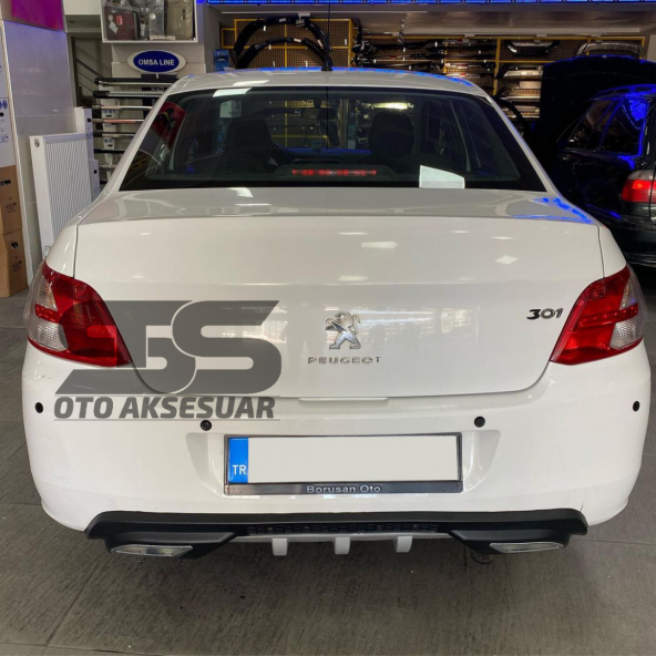 Peugeot 301 Difüzör Arka Tampon Eki 2 Egzoz Çıkışlı Gri - Resim 3