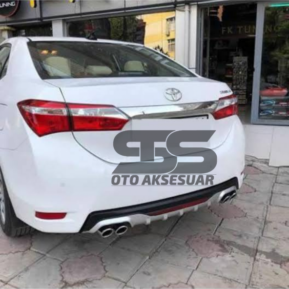 Toyota Corolla 2013-2018 Difüzör Arka Tampon Eki 4 Egzoz Çıkışlı Gri Reflektörlü