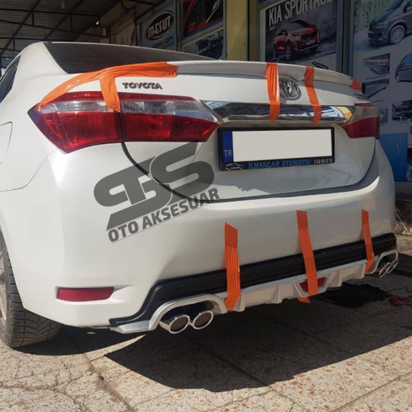 Toyota Corolla 2013-2018 Difüzör Arka Tampon Eki 4 Egzoz Çıkışlı Gri Tip - Resim 5