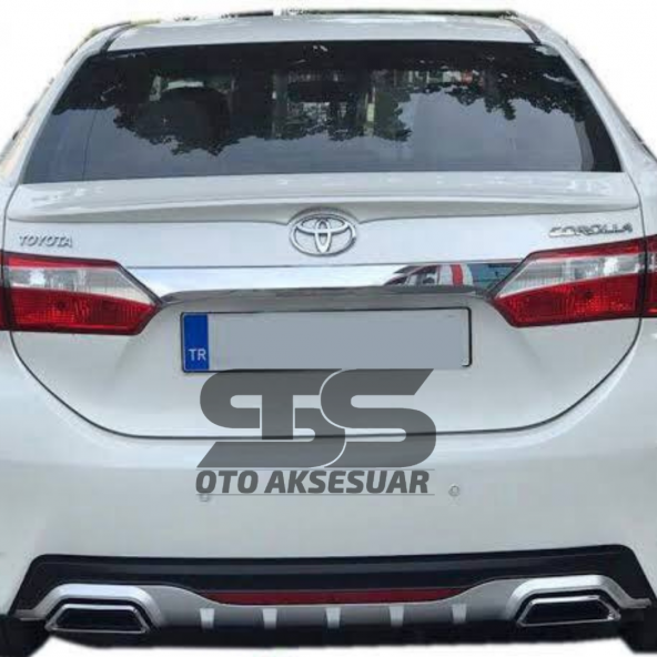 Toyota Corolla 2013-2018 Difüzör Arka Tampon Eki 2 Egzoz Çıkışlı Gri Reflektörlü - Resim 3