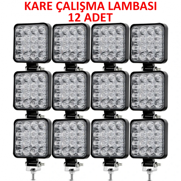 12 Adet 11x11 16 Led Kare Off Road Traktör Tir Kamyon Sis Fari Sis Lambasi Çalisma Lambasi Projektör