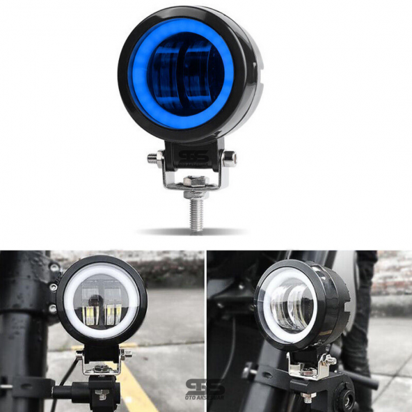 Angel Motosiklet Led Sis Farı 1 Adet Mavi 12v Off Road Led Tepe Sis Lambası