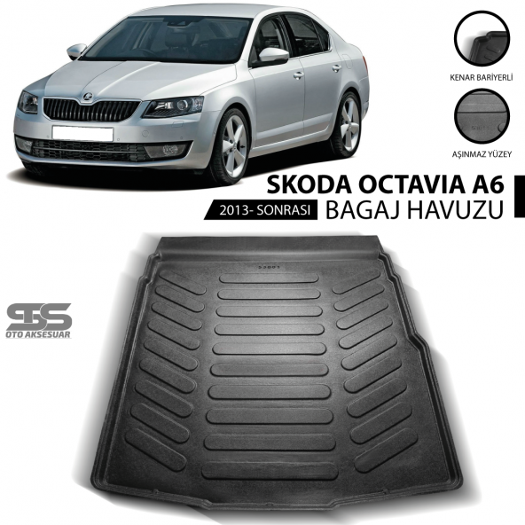 Skoda Octavia A6 Bagaj Havuzu 2013 Sonrası Havuzlu Bagaj Paspası