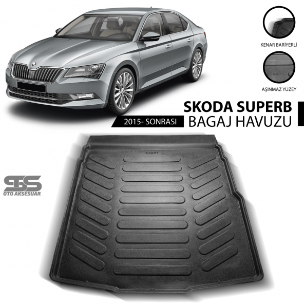 Skoda Super B Bagaj Havuzu 2015 Sonrası Havuzlu Bagaj Paspası