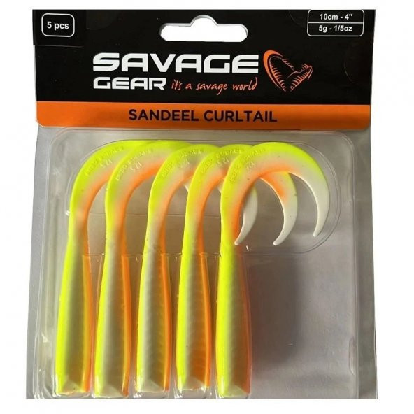 Savage Gear Lb Sandeel Curltail 10cm 5gr 5Adet Silikon Yem(Lemon Back)