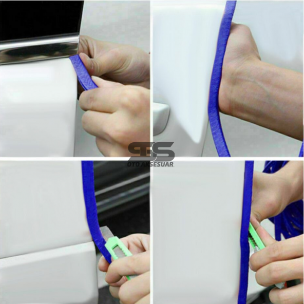 Oto Araç Kapı Koruma Fitili 5metre Parlak Mavi Renk Çarpma Çizilme Önleyici Fitil - Resim 5