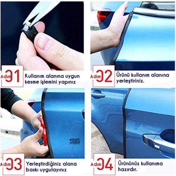 Oto Araç Kapı Koruma Fitili 5metre Parlak Mavi Renk Çarpma Çizilme Önleyici Fitil - Resim 6