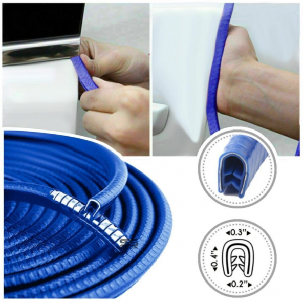 Oto Araç Kapı Koruma Fitili 5metre Parlak Mavi Renk Çarpma Çizilme Önleyici Fitil - Resim 7